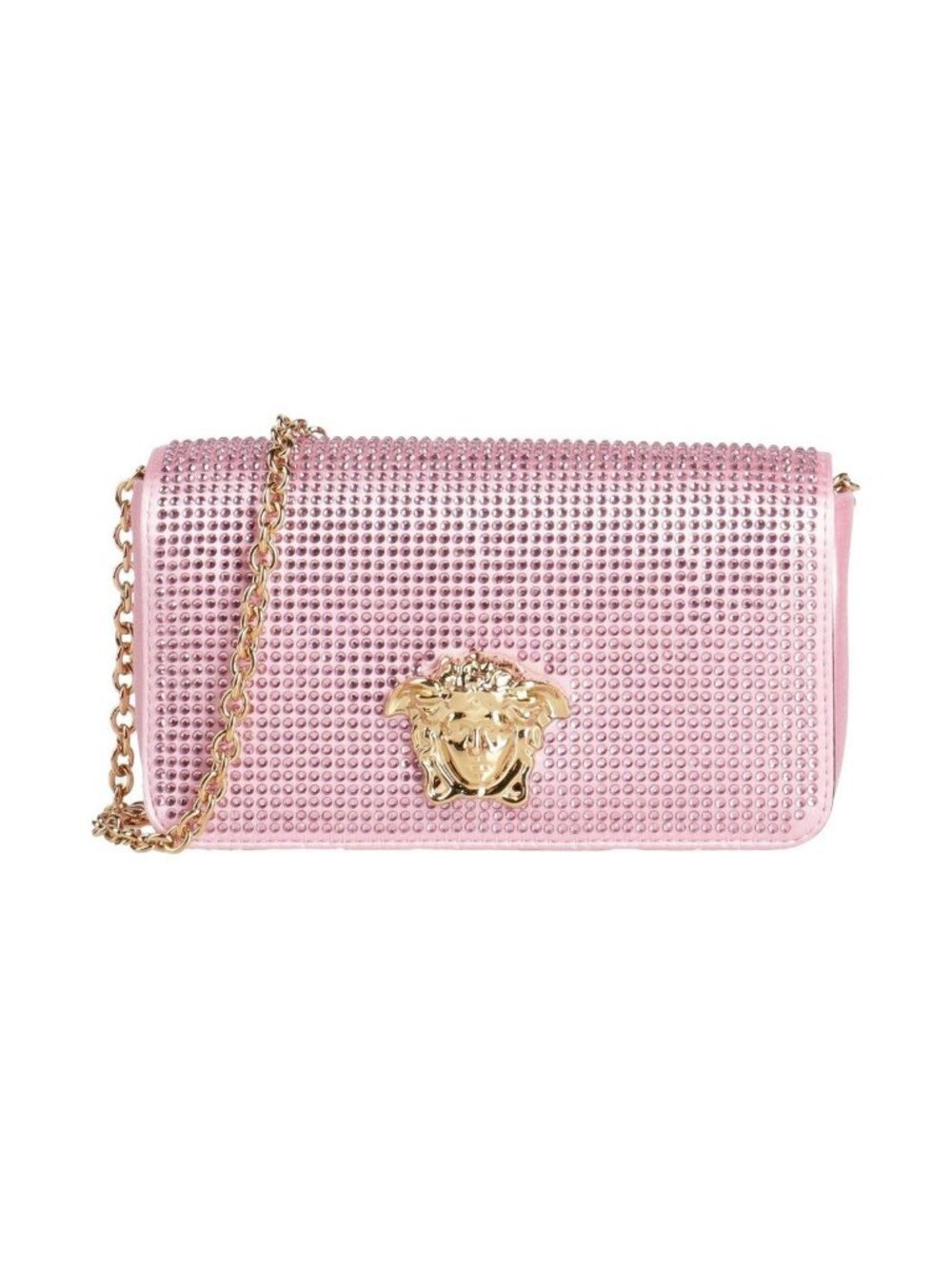 NWT VERSACE Bag Pink Crystal Medusa Chain Clutch 100% Authentic